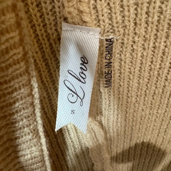 Cream/Tan color Long Duster with Fringe, Open front Cardigan, Size Small - Picture 6 of 7